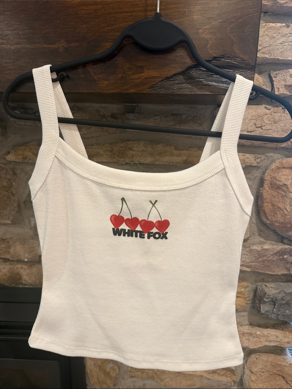 Women's White Fox Ribbed Cherry Tank Top